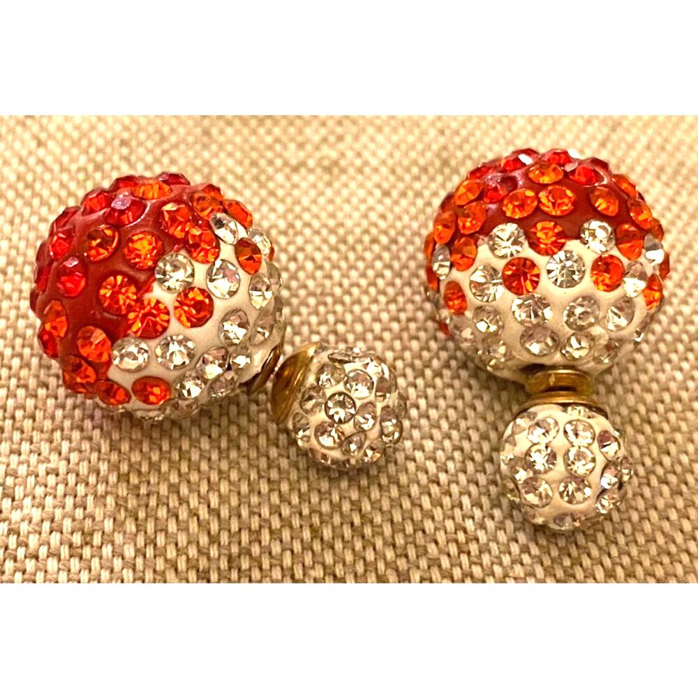 Red crystal Double Sided Earrings